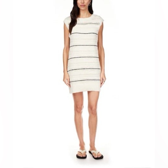 Sanctuary Textured Mod Mini Dress Light Oat/Black - Picture 1 of 2